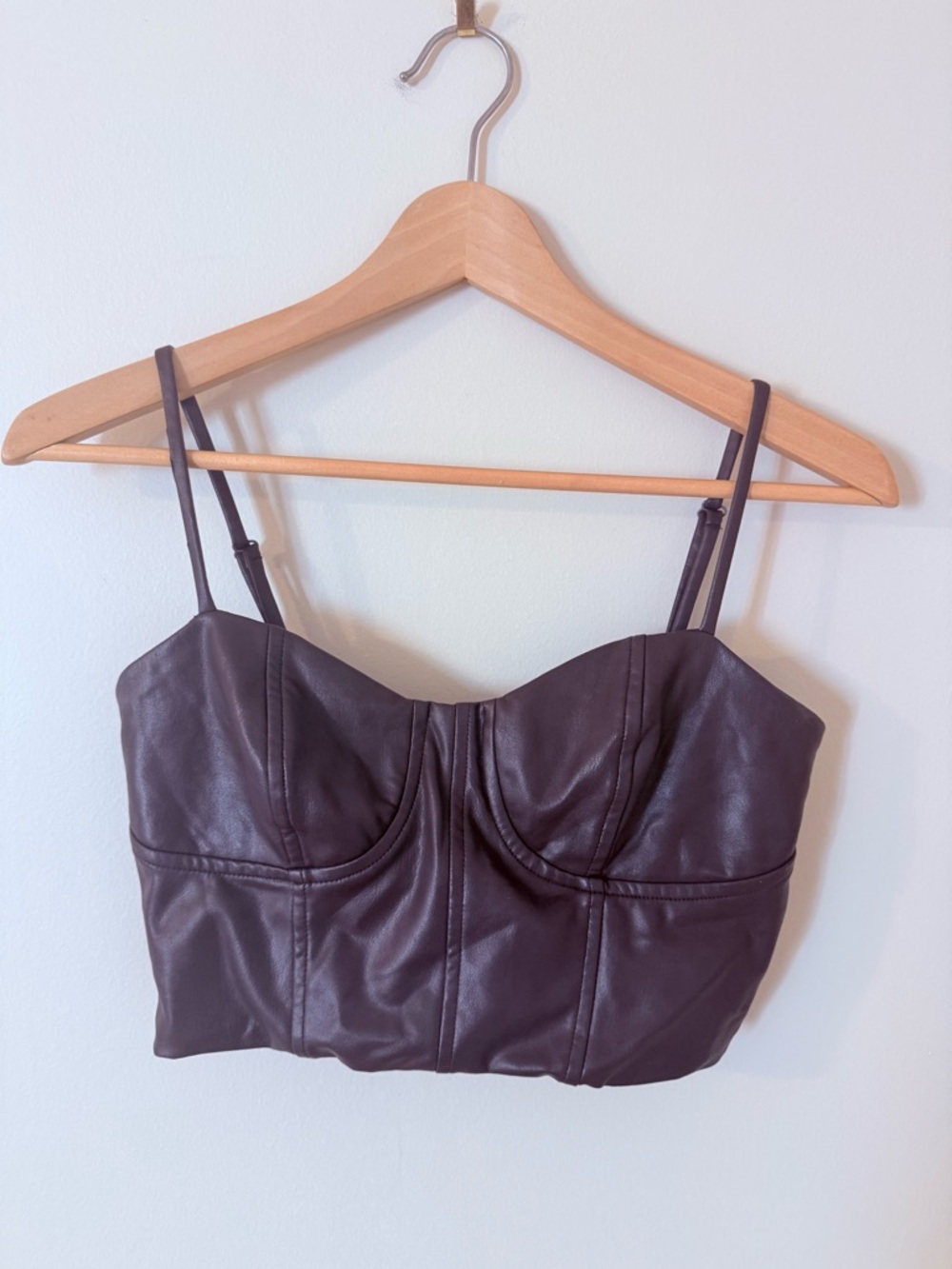 EXPRESS • Faux Leather Chocolate 🍫 Brown Bustier Crop Top